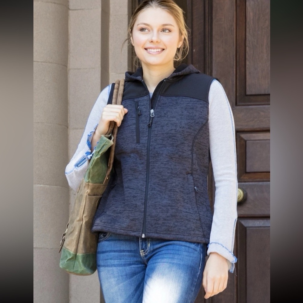FOSSA Vest Womens Small Charcoal Gray Black Apparel District Fleece Zip Up #9949 - Picture 13 of 14
